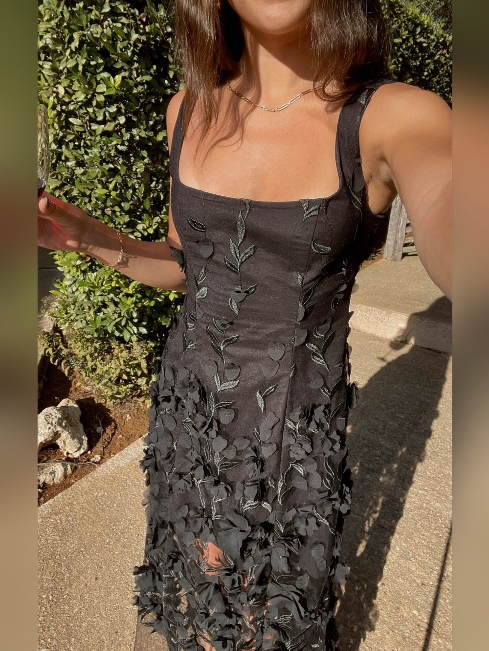 Show Me Your Mumu Stephanie Black 3D Floral Dress M Wedding Party Prom Formal - Picture 3 of 12